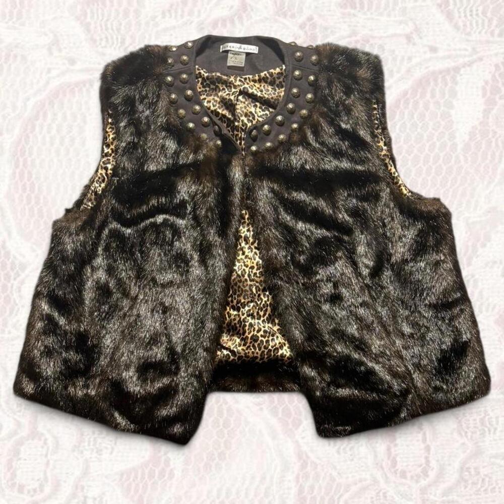Women's Brown and Black Gilet